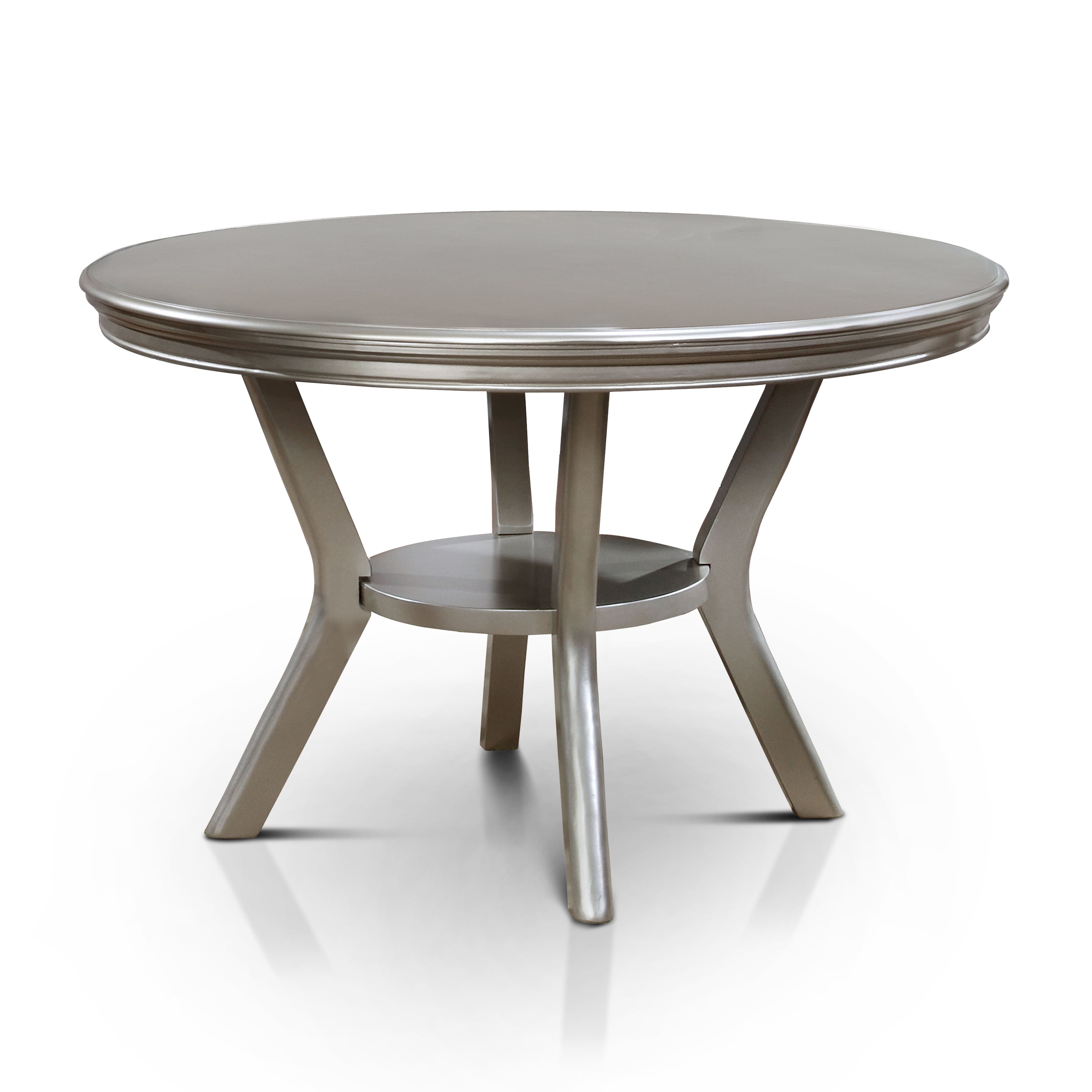 Furniture of America Minham Contemporary Round Dining Table, Silver