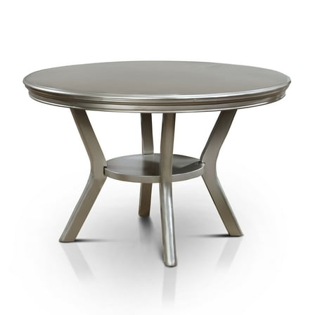 Furniture of America Minham Contemporary Round Dining Table, Silver