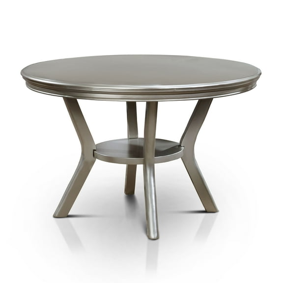 Furniture of America Minham Contemporary Round Dining Table, Silver