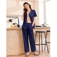 thumbnail image 5 of Ekouaer Women's 100% Cotton Pajamas Set Short Sleeve Button Down Pjs 2 Piece Soft Sleepwear with Long Pants Lounge Set, 5 of 6