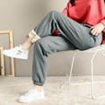 thumbnail image 2 of Gibobby Pantalones Casual Mujer Petite Moda Plus Harem Casual Encaje Mujer Sólidos Pantalones de Velvet Pantalones Elastic Velvet (Grey, S), 2 of 4