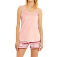 thumbnail image 1 of GESJQFZ Women Solid Color Tank Pajama Plaid Pocket Shorts Nightwear Set, 1 of 4