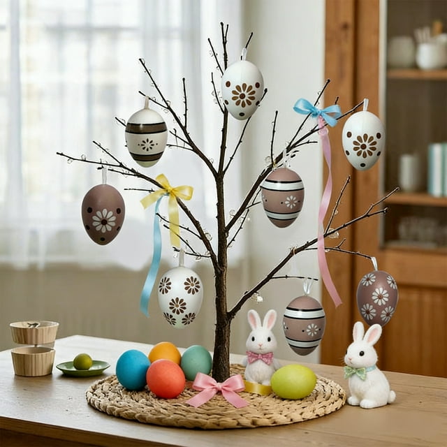 Paquete de 12 colgantes de huevos de Pascua de 6 cm