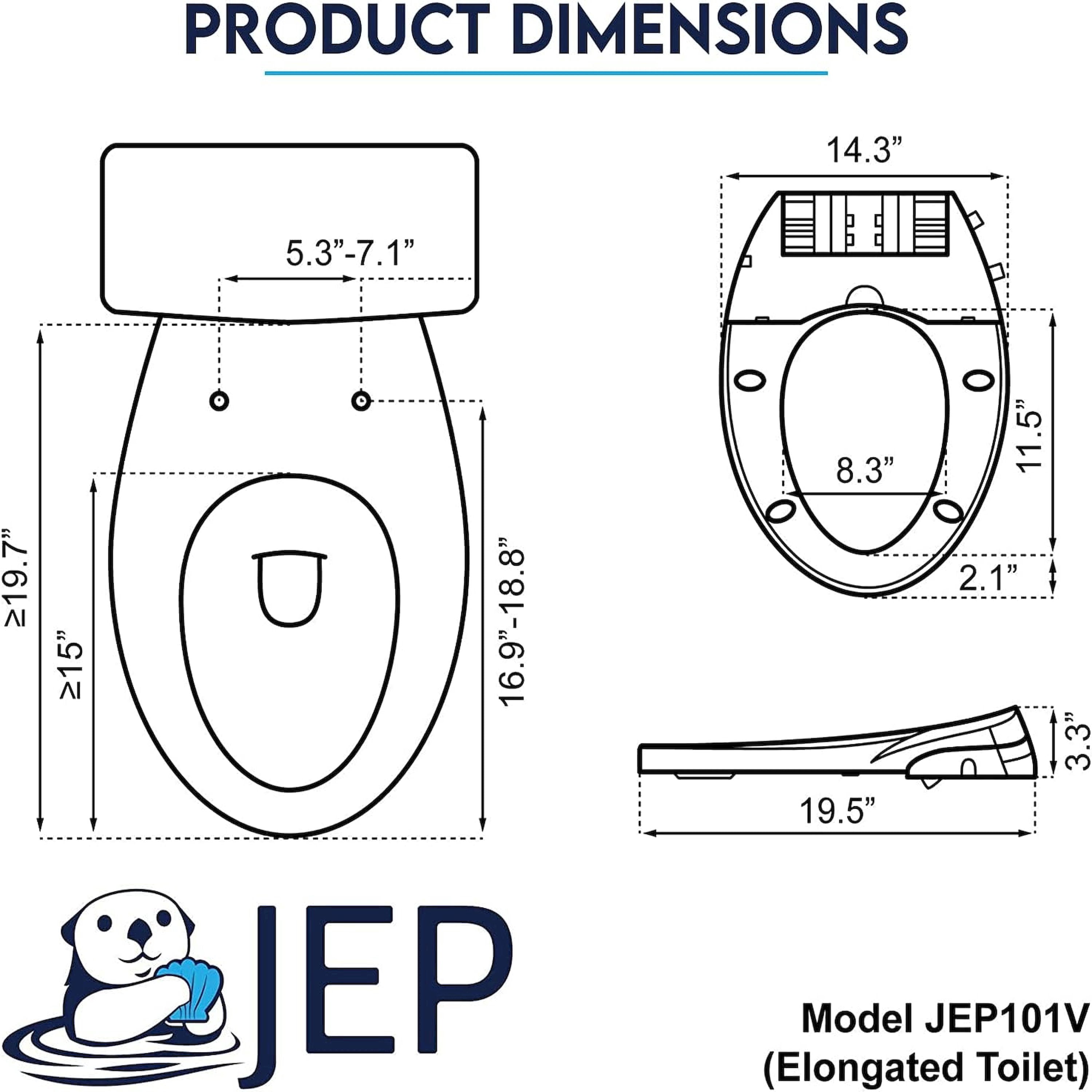 JEP101V Dual Nozzle Manual Bidet Toilet Seat for Round Toilets with Soft Close Seat and Cover | Bidet Seat for Rear & Feminine Cleaning, Easy to Install, Convenient, and Power Free