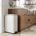 thumbnail image 5 of Innovaze 11.9 Gal./ 45 Liter  Slim Stainless-Steel-Made Step-on kitchen Trash Can (Matt White), 5 of 9