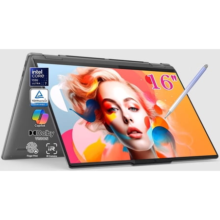 Lenovo Yoga 7i AI 2-in-1 16" WUXGA 16:10 Touchscreen Laptop, Intel Ultra 7 155U(Beats I7 1355U, Fingerprint Reader, Backlit KB, 2 x Thunderbolt, Win 11, W/Stylus Pen (U7-155U|16GB RAM|1TB SSD)