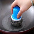 thumbnail image 1 of 1pc, Pot Pan Dish Bowl Brush, Scrubber Hydraulic Cleaning Brush, Stainless Steel Wire Scrubber, Practical Kitchen Washing Tool, Cleaning Tools, 1 of 4