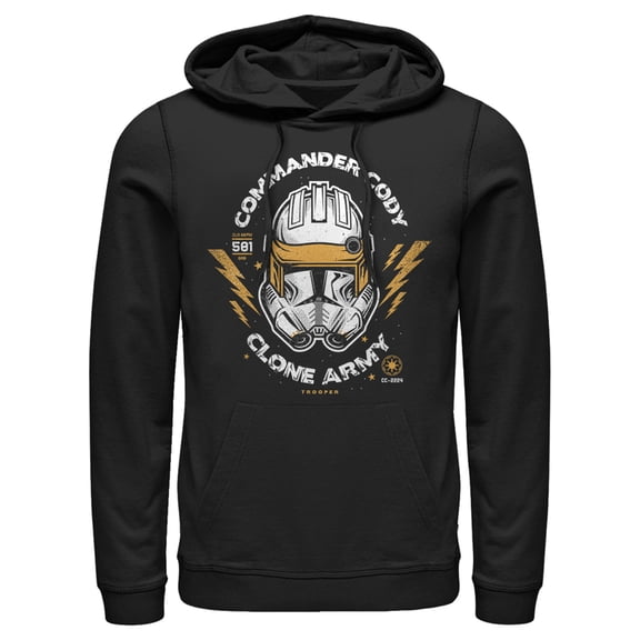 Men's Star Wars: The Clone Wars Commander Cody Army Head Shot  Pull Over Hoodie Black 3X Large