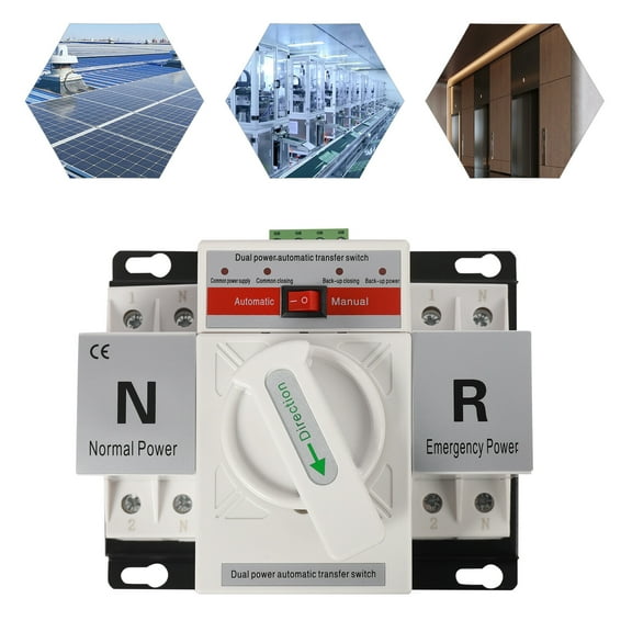 2P 63A Dual-power Automatic Transfer Switch Toggle Controller Change-Over Switch 110V