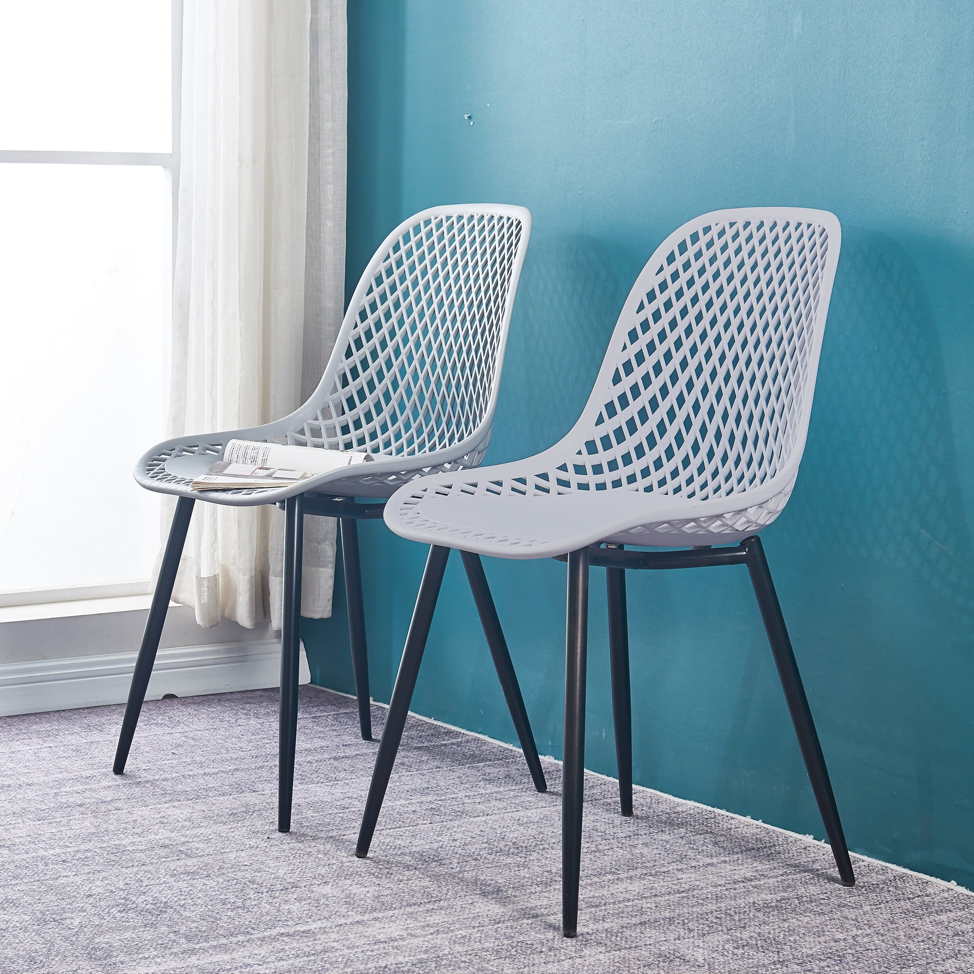 Lowestbest 2 Pcs Modern Dining Chair Arm Side Chair with Metal Legs, Patio Plastic Shell Arm Chair for Dining Room Living Room, Gray Lowestbest 2 Pcs Modern Dining Chair Arm Side Chair with Metal Legs, Patio Plastic Shell Arm Chair for Dining Room Living Room, Gray