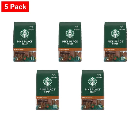 Starbucks Pike Place Medium Roast Ground Coffee 18 oz - 5 Pack