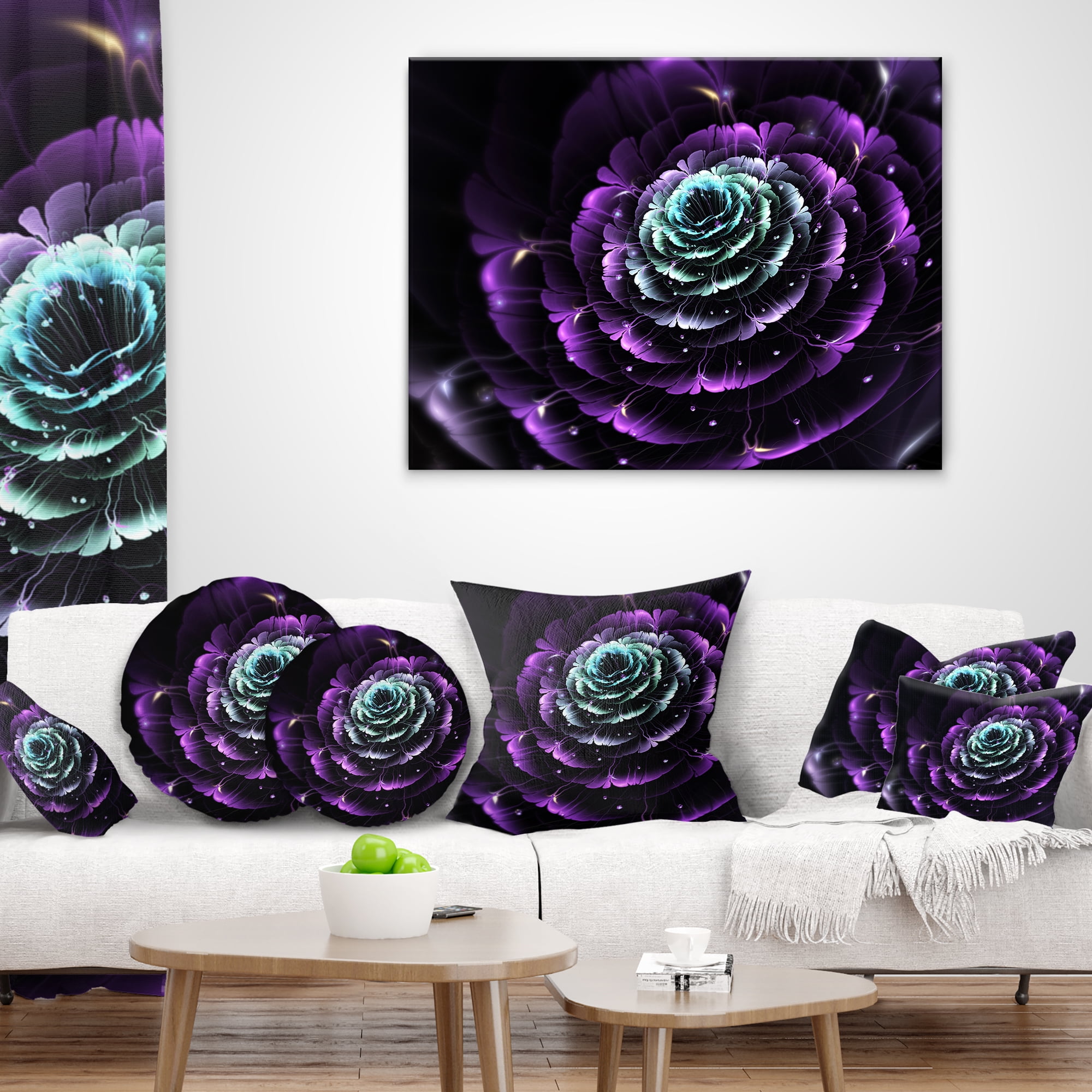 Designart 12" x 20" Purple Polyester Throw Pillow