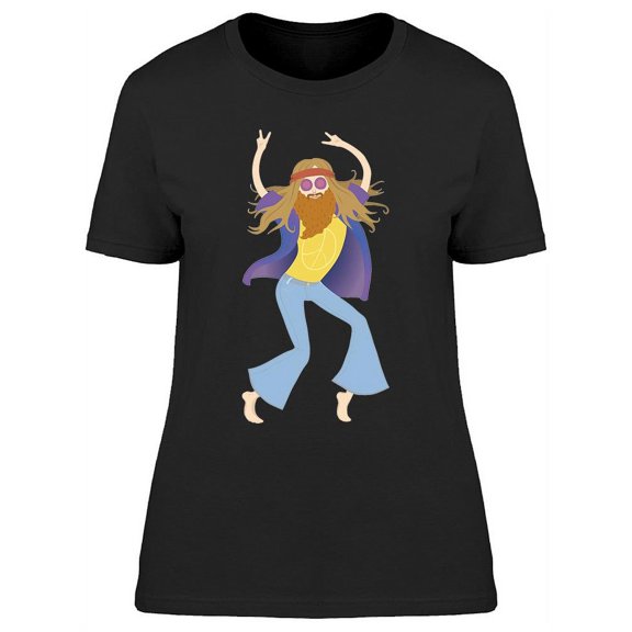 Dancing Hippie Cartoon Design T-Shirt Women -Image by Shutterstock, Female x-Large