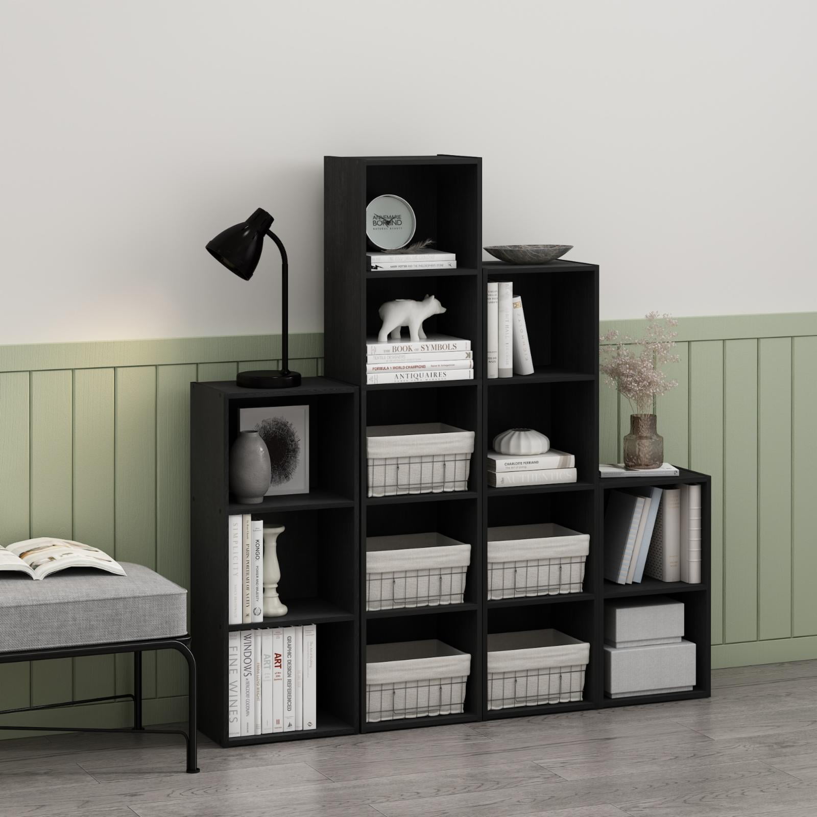 Furinno Pasir 5Tier Open Shelf, Light Blue/White, Durable Composite Wood Bookshelf Bookcase  (图3)