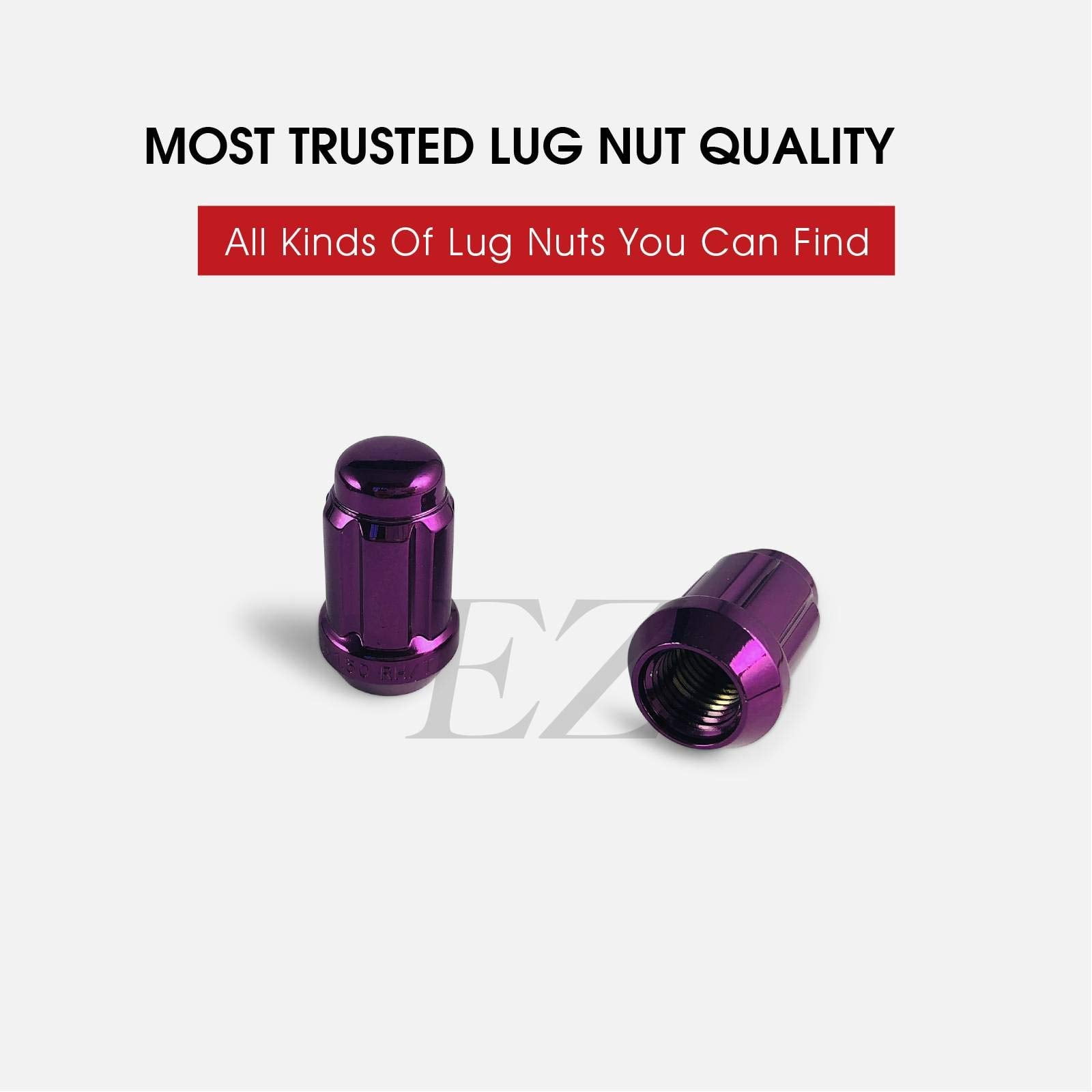 24 Purple Spline Drive Small Diameter Acorn 1/2" Purple Lug Nut Kit with Key