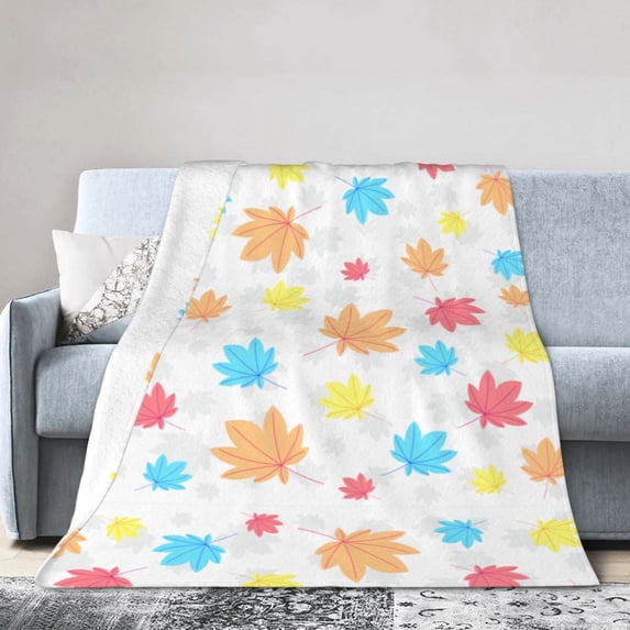 ZICANCN Anti-Pilling Flannel Bed Throw Blankets Autumn Maple Leaf Pattern , Couch Ultra Soft Micro Fleece Sofa Bed Camping Travel Blanket for Adults 80"x60"