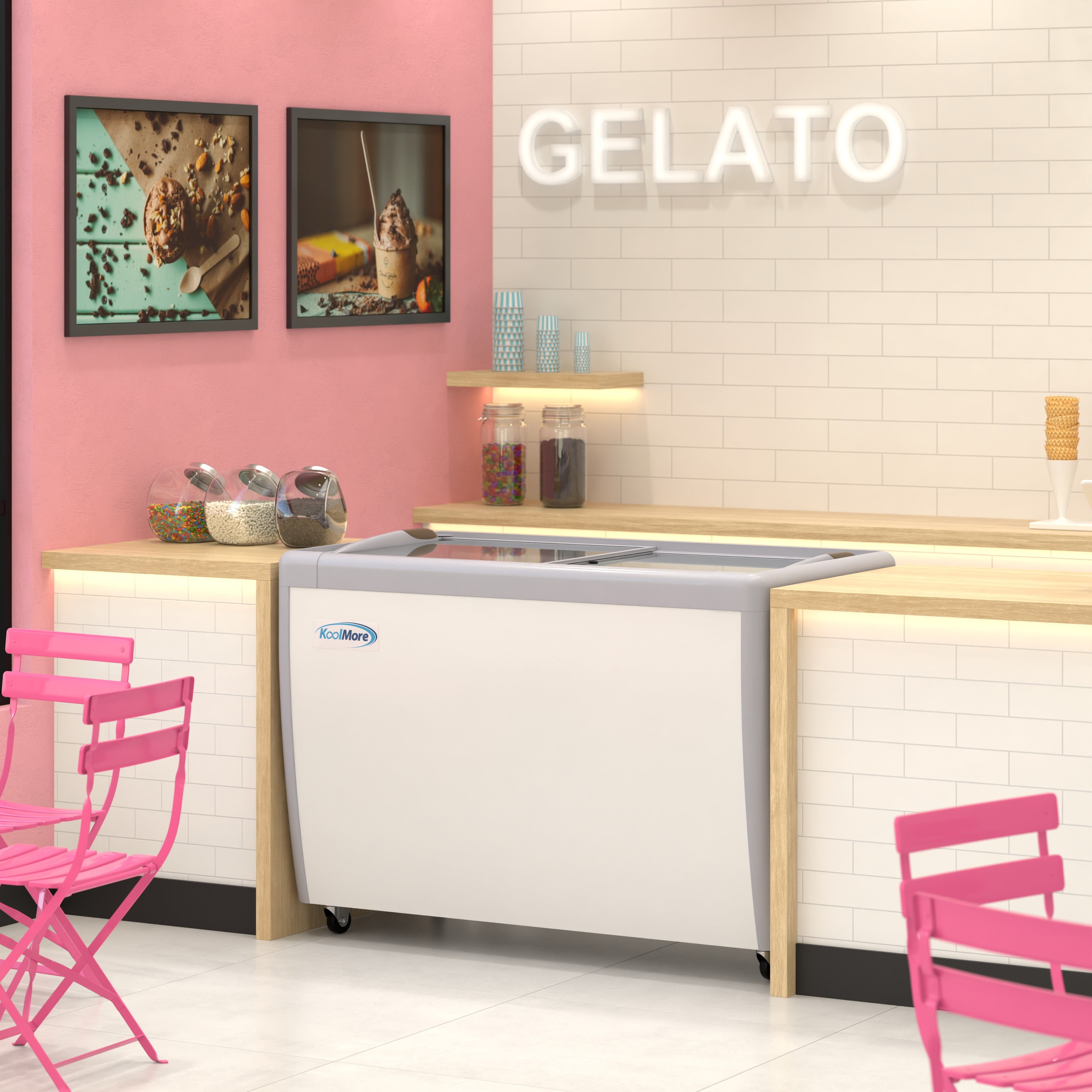 50 in. Gelato Dipping Cabinet Display Freezer with Sliding Glass Door, 13 cu. ft. KM-GDC-49SD