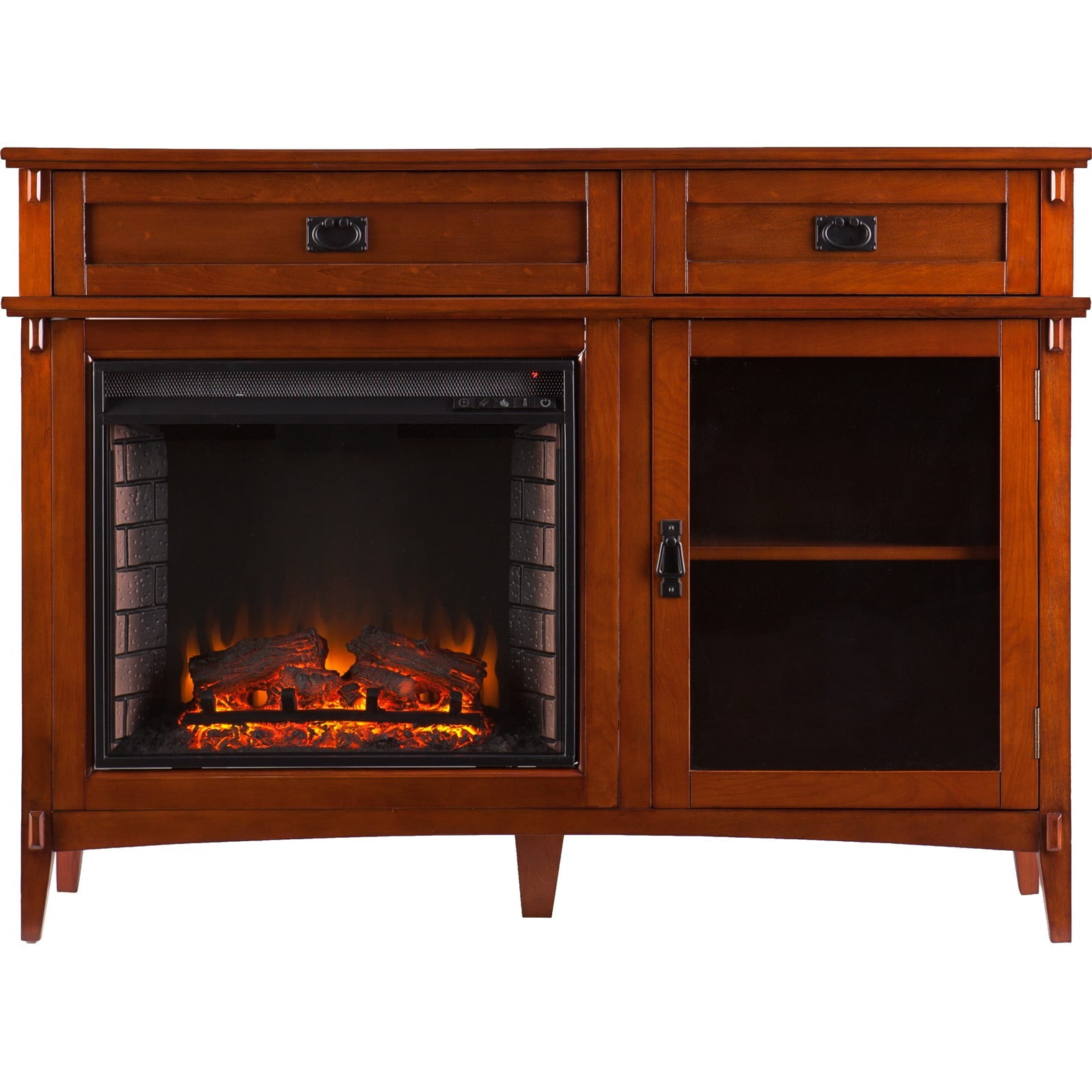 Manchester Electric Fireplace Console Brown Mahogany