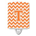 thumbnail image 1 of "Treasures Letter T Chevron Luz nocturna de cerámica naranja y blanca, 6x4, multicolor" Caroline's Treasures CJ1046-TCNL, 1 of 1