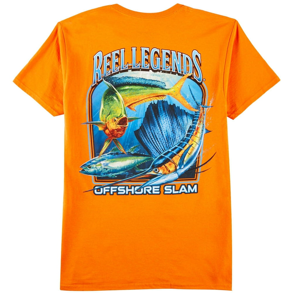 Reel Legends Reel Legends Mens Far Out Slam TShirt Large Orange