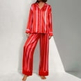 thumbnail image 2 of Christmas Pajamas Women Holiday Silk Pajamas Long Sleeve Button down Sleepwear Nightwear Warm Womens Pajamas Women Loungewear Set, 2 of 8