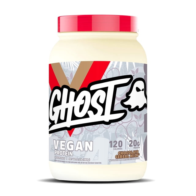 GHOST Vegan Protein Powder, Pumpkin Spice Cake - 1LB Tub, 20G of Protein - Plant-Based Pea, Organic Pumpkin & Watermelon Seed Protein Blend - Flavored Post Workout Shakes - Soy & Gluten Free