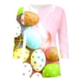 thumbnail image 3 of Women's Easter Print Crew Neck Casual Loose-Fit Versatile 3/4 Sleeve T-Shirt Pink M, 3 of 4