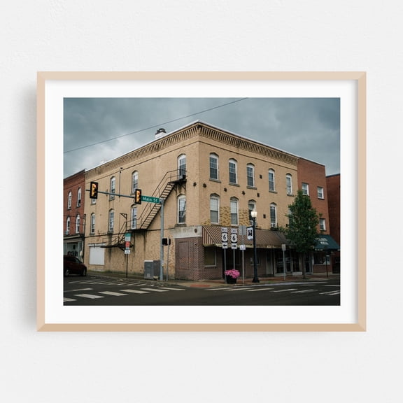Corner in Towanda 02 - Towanda Pennsylvania Photography Oak Framed Wall Art Print 24 x 30 inches