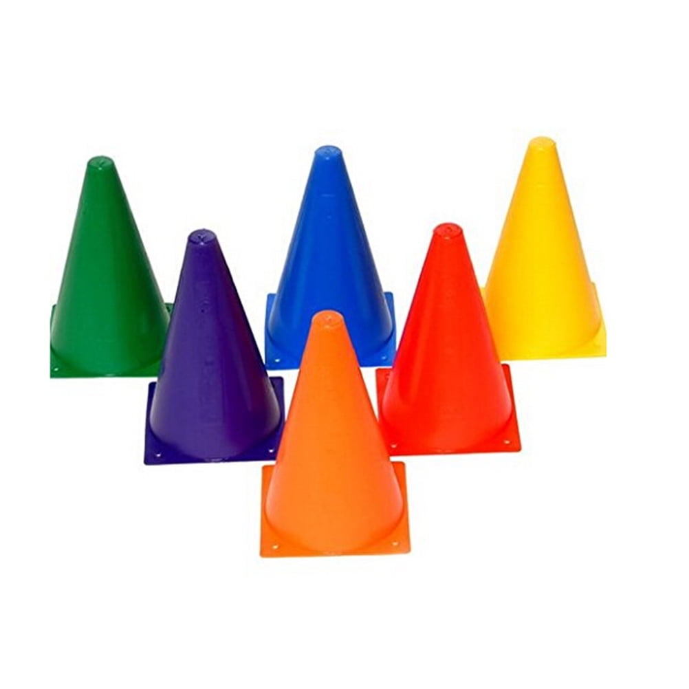 6PCS Assorted Colors Multipurpose Plastic Cone Physical Education