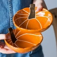 thumbnail image 4 of ​​XIANXIAN Ceramic Pumpkin Candy Bowl Halloween Shaped Snack Serving Dish French Onion Soup Bowl Themed Decor for Festive Gatherings and Seasonal Entertaining​​, 4 of 9