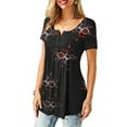 thumbnail image 2 of Wakaa Women's Henley Floral Pleated Tunic Shirt Blouse Tops, 2 of 3