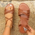 thumbnail image 6 of Women's Flat Sandals Strappy Dressy Ankle Strap Casual Summer Thong Sandals for Beach,41, 6 of 6