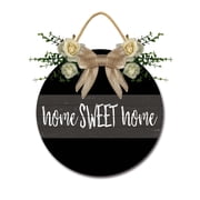 Front Door Porch Decorations Home Sweet Home Door Hanging Sign 11 inch Wooden Wall Sign, Rustic Holiday Wreath Decor for Front Door Porch Home Window Wall Farmhouse Decorations
