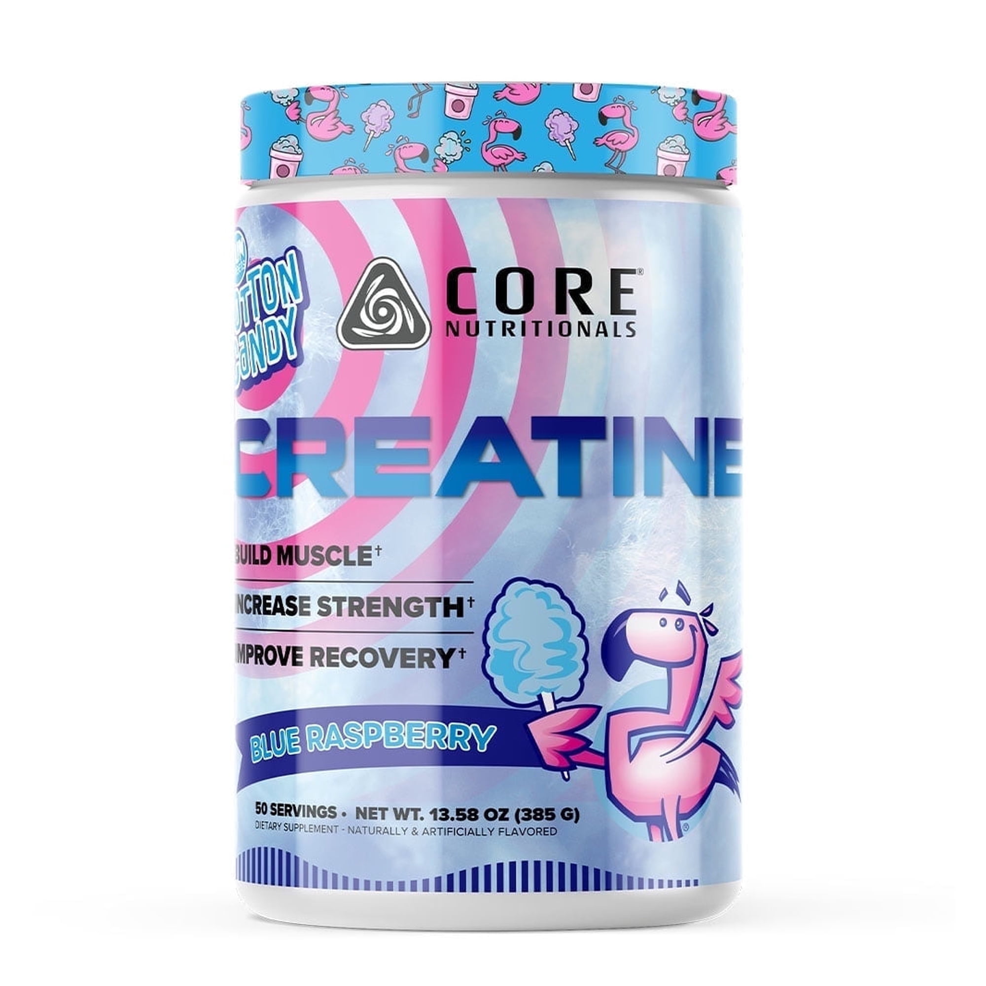 Core Nutritionals Creatine, Increases Strength and Muscle Growth, 5000 mg, 50 Servings (FUN SWEETS - Blue Raspberry)