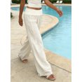 thumbnail image 4 of Women Wide Leg Palazzo Pants Summer Foldover Lounge Trousers Beach Vacation Travel Clothes, 4 of 6