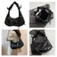 thumbnail image 5 of Bolso Media Burbujas Nube Plisado Mano Informal Con Lazo Cuero PU, 5 of 9