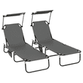 thumbnail image 1 of Outsunny 2 Piece Folding Chaise Lounges with Adjustable Backrest Dark Grey, 1 of 10