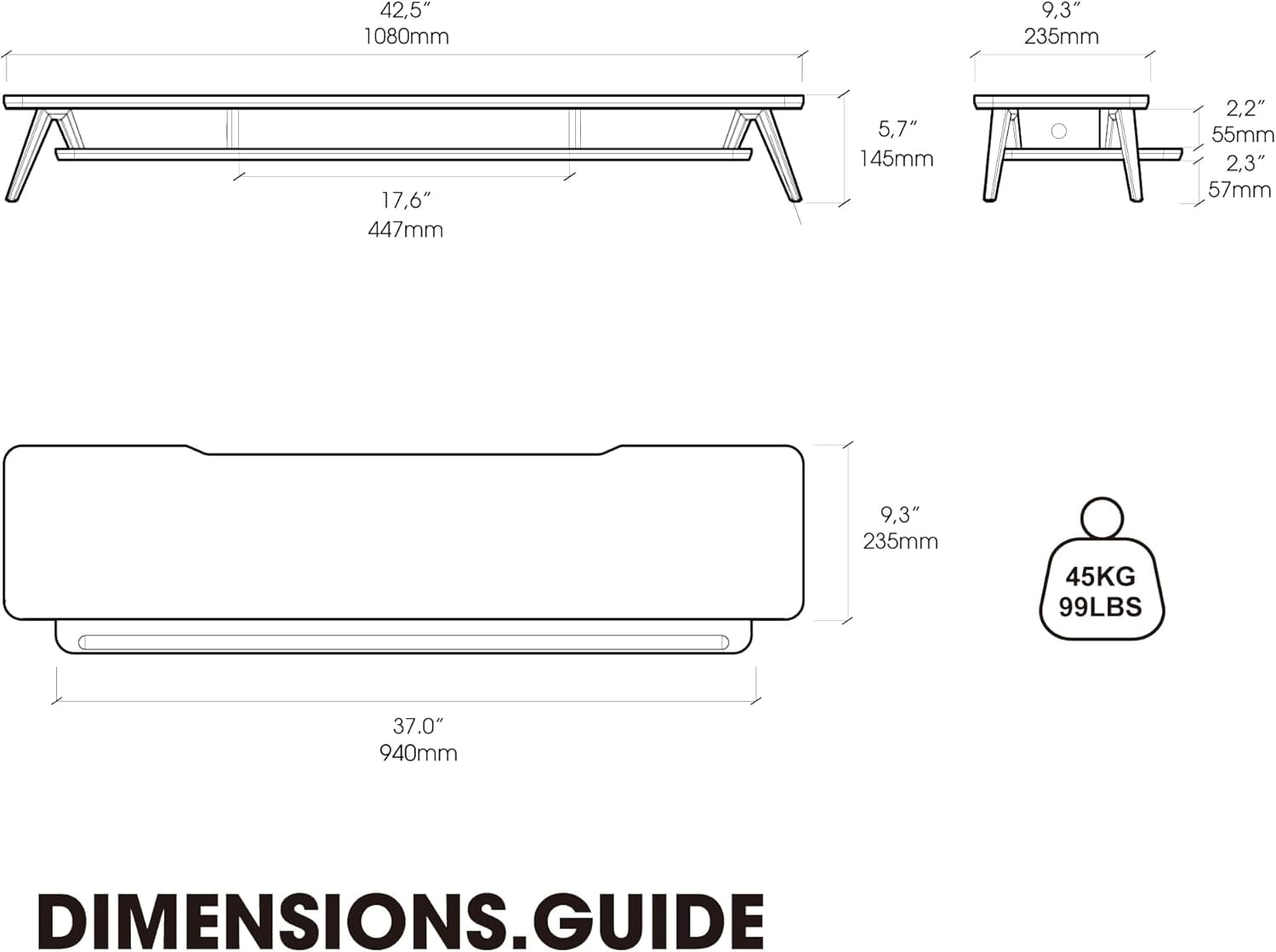 Dual Monitor Stand, Monitor Stands Riser for 2 monitors, 42.5 Inch Wood Desk Shelf with Storage Organizer and Cable Management for Office Desk Accessories