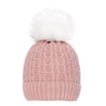 thumbnail image 2 of Arctic Paw Sherpa Lined Knit Beanie with Faux Fur Pompom,Pink, 2 of 4