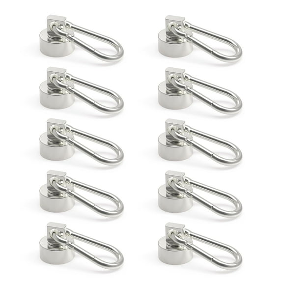 Mag Magnets Hooks Heavy Duty with Carabiner 22lbs Strong Magnets Great Hanging for Refrigerator Cruise Cabin Grill Wreath Kitchen Office 10 Pack