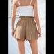 thumbnail image 5 of Pantalones Cortos Casuales de Verano para Mujer con Lazo y Cintura Anudada y Bolsillos. Caqui XL, 5 of 7