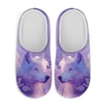 thumbnail image 2 of POLERO Purple Wolf Print Slippers for Women Memory Foam House Bedroom Soft Closed Toe Indoor Slippers Trendy Gift for Womens Anti-Skid Sole, Size 7.5-8.5, 2 of 7