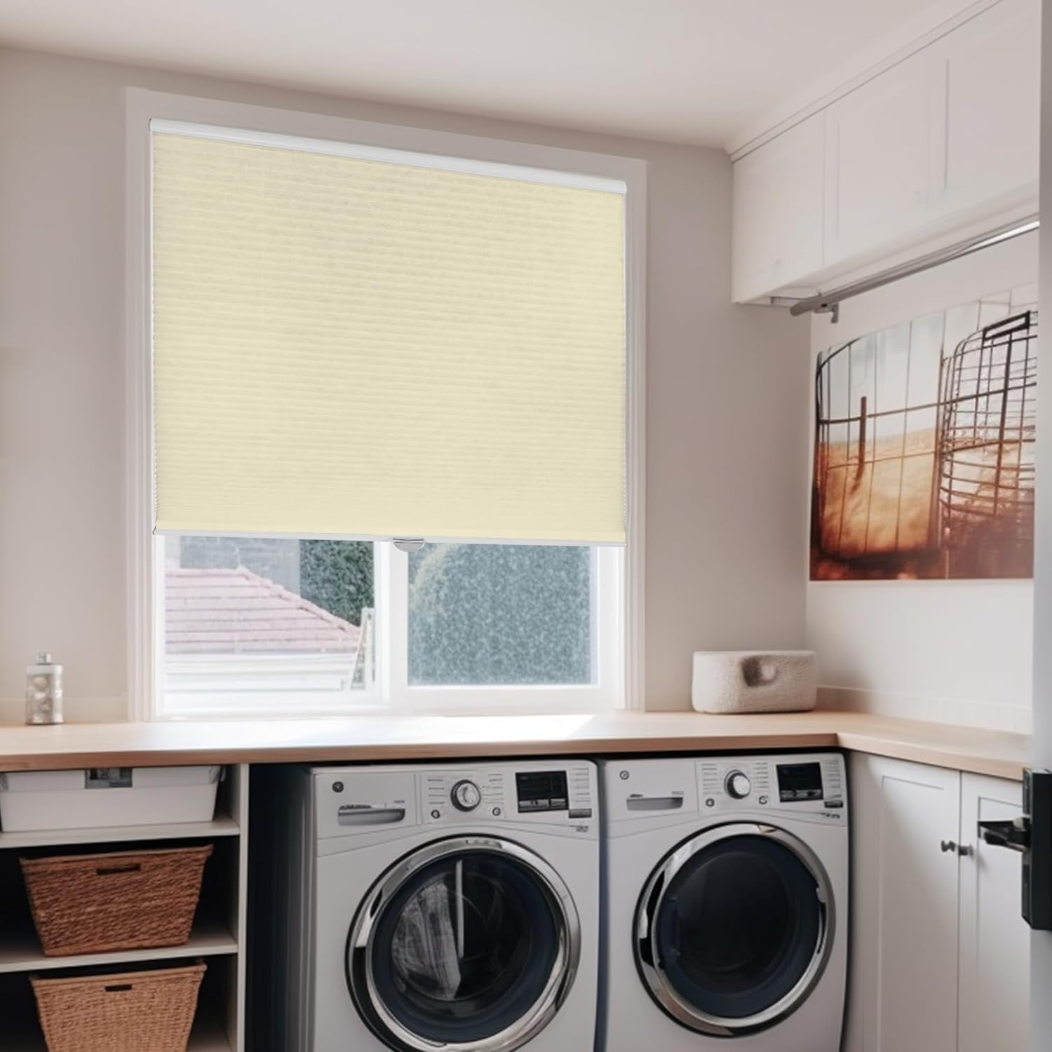Chicology Beige Cordless Light Filtering Cellular Shades 64.75 in. W x 72 in. L
