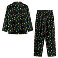 thumbnail image 5 of SCRAWLGOD Christmas Lights Pjs Women Long Sleeve Button Pajamas for Women Sleepwear V Neck 2 Set Pjs Fall Size L Breathable Jogger Pajama Set for Women, 5 of 7