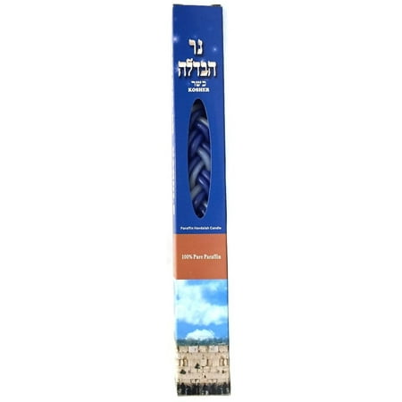 Flat Havdalah Candle - 100% Pure Parraffin Havdalah Blue & White Candle.