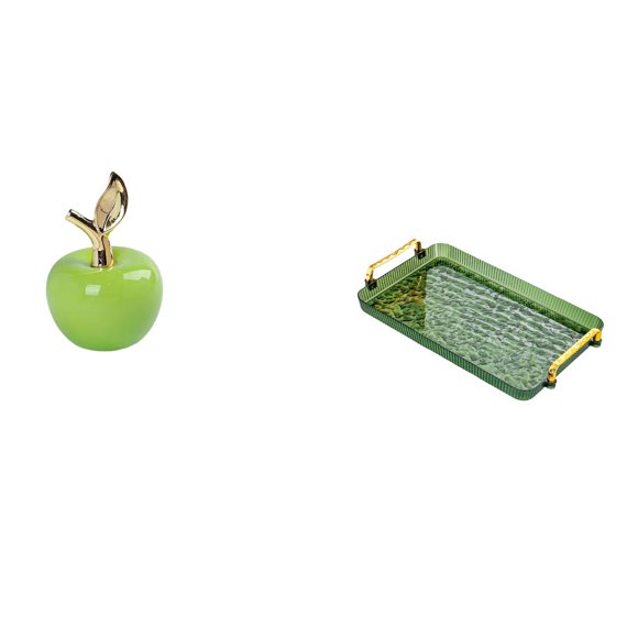 Estatua,Escultura de fruta artificial,estatua y artesanía,Colección de figuras de cerámica para decoración del hogar,Bandeja para servir,Bandeja de cocina rectangular con asa