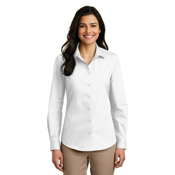Port Authority Ladies Long Sleeve Carefree Poplin Shirt. LW100
