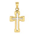 thumbnail image 1 of 14k 2 Tone Gold Shiny Finish Square Tube Cross Pendant, 1 of 1