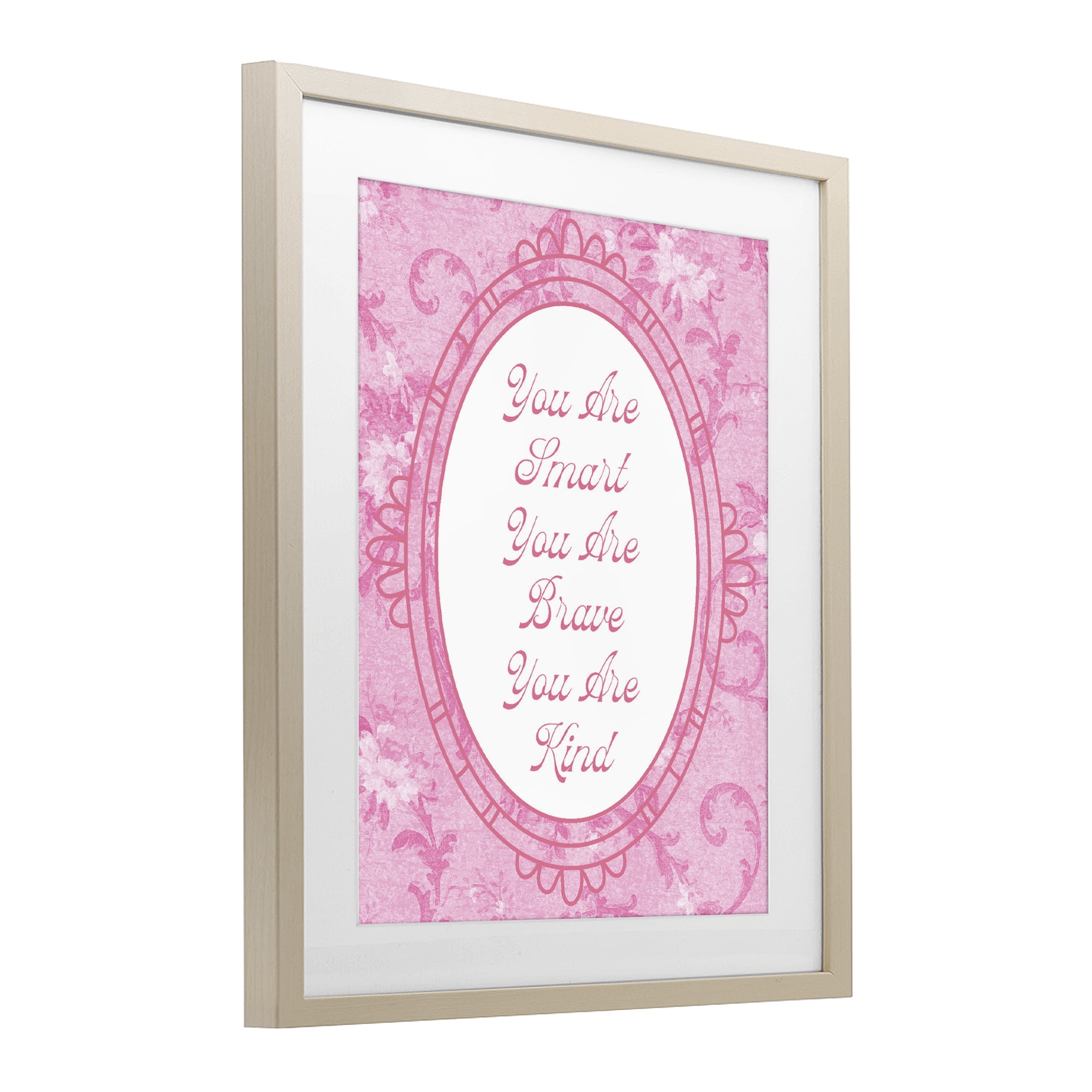 Stupell Industries Smart Brave & Kind Ornate Pink Birch Framed Print Under Glass, design by Lil' Rue