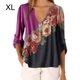 thumbnail image 1 of Blusa Camisa con cuello en V con estampado floral Blusa suelta de manga larga Top de mujer, Rosa roja, XL seitruly AP002021-60, 1 of 5